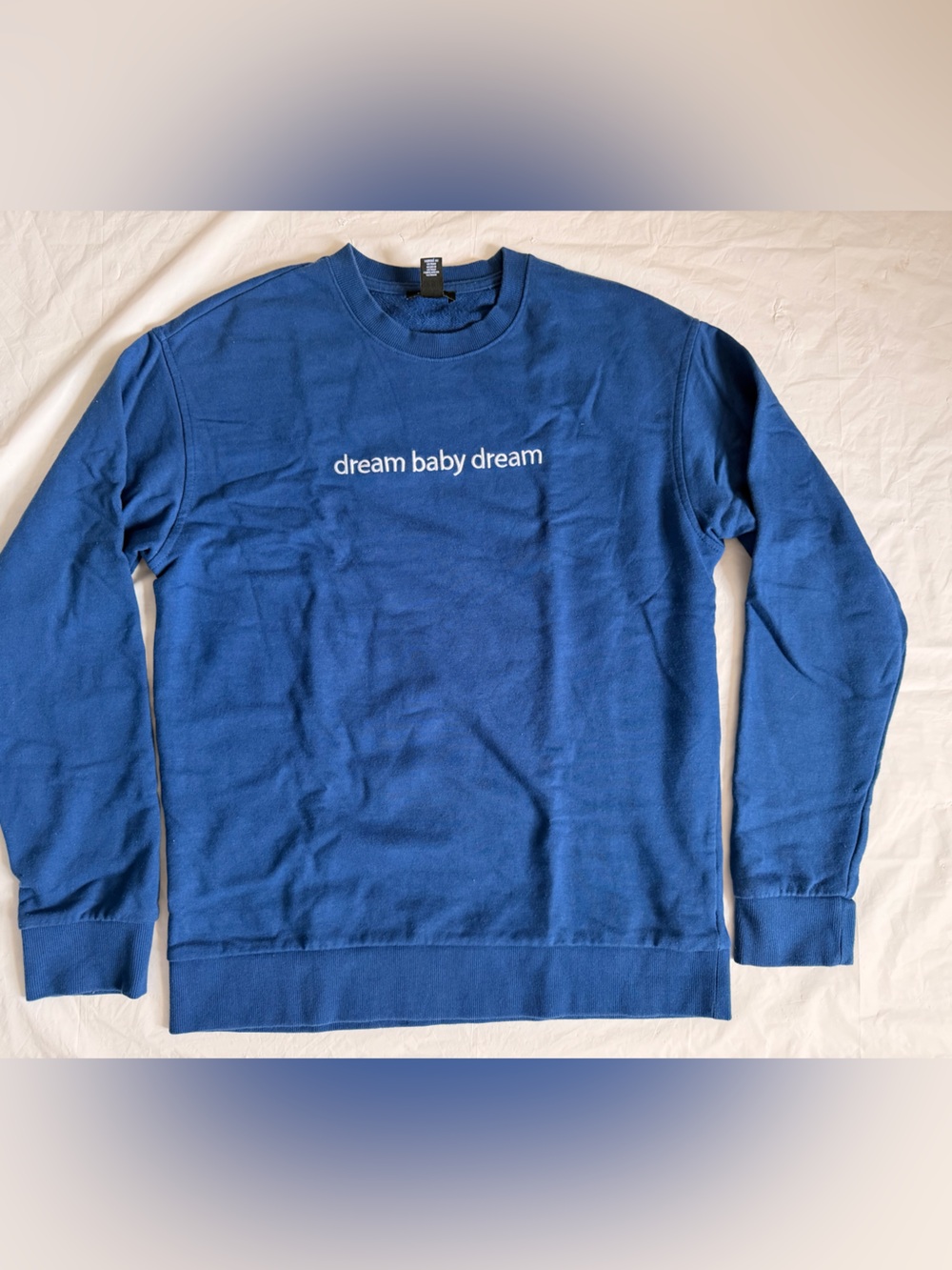 Forever 21 Blue V-Neck Sweater with White Chest Text